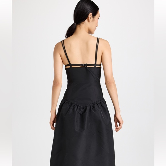 NWT Ganni Strappy Taffeta Dress Drop Waist Black 36 - Picture 4 of 9